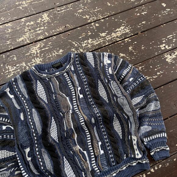 (S) Vintage 90s Y2K Coogi Style 3D Textured Knit Sweater - Picture 2 of 5